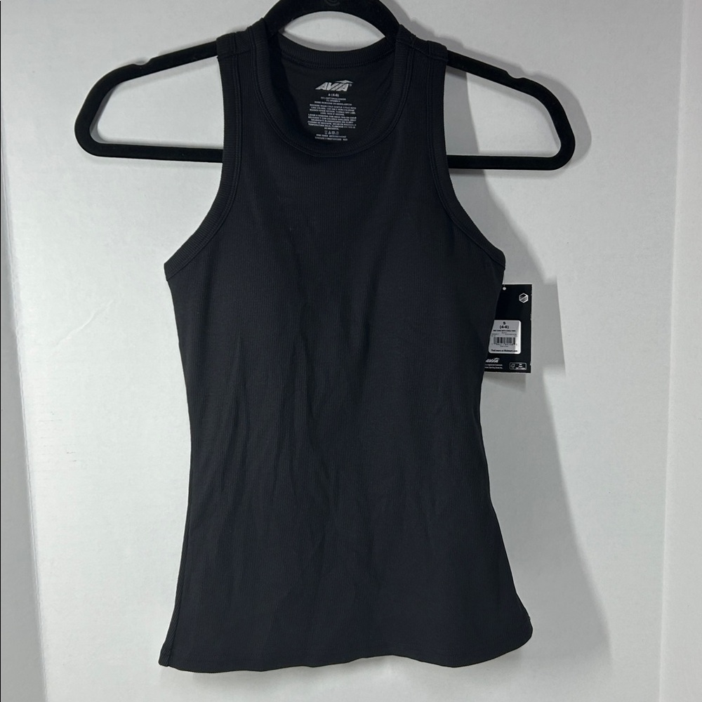 NWT AVIA Black Ribbed Tank Top (S) | Racerback
